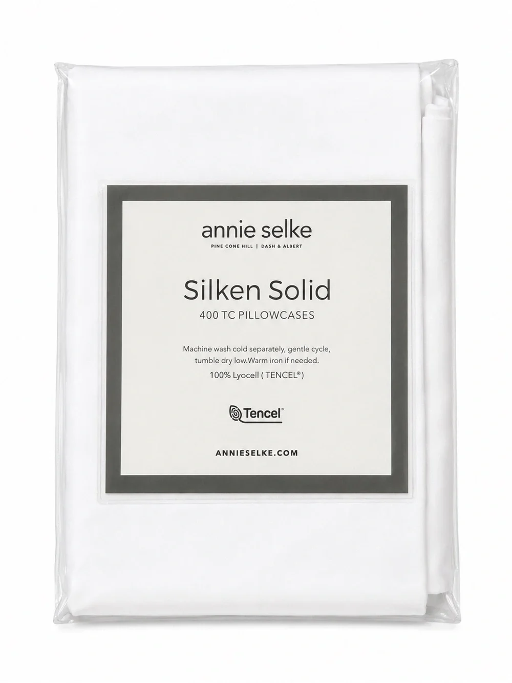 Annie Selke Silken Solid King Pillowcases White TENCEL 400TC NWT Pair